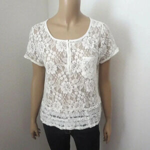 NEW Hollister Sheer Boho Lace Top Size Medium